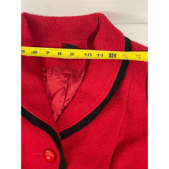 Grace Elements Womens Red Wool Blazer With Black Trim Size 10 - Picture 13 of 13